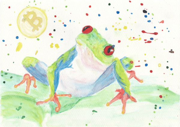 Watercolor Frog, bright multicolor painting, nature, wildlife, art for your home, joyful watercolor painting, Watercolor Frog, bright multicolor painting, nature, wildlife, art for your home, joyful watercolor painting, original, money, Bitcoin