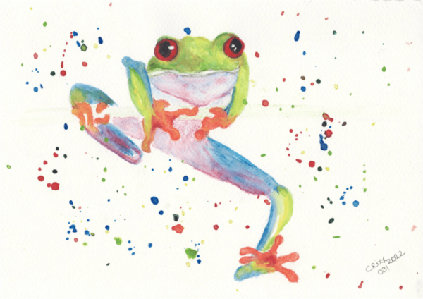 Watercolor Frog, bright multicolor painting, nature, wildlife, art for your home, joyful watercolor painting, Watercolor Frog, bright multicolor painting, nature, wildlife, art for your home, joyful watercolor painting, original