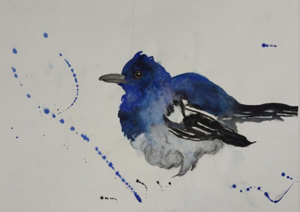 Blue bird watercolor painting