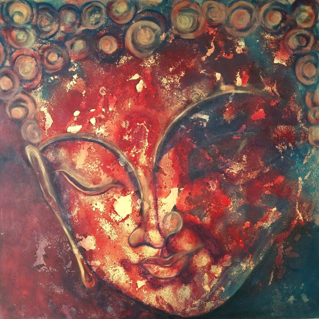 Buddha oil and acrylic painting
