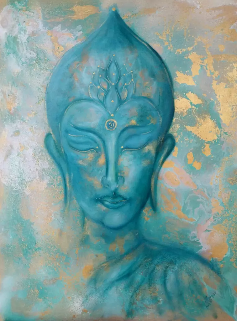 Buddha oil and acrylic painting