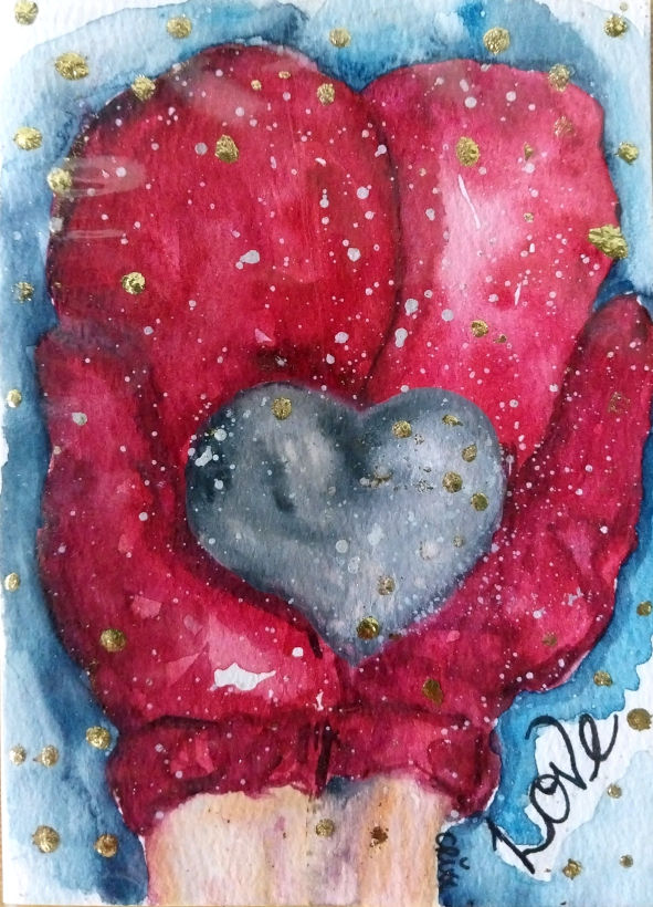 Sharing love, watercolor gift card.