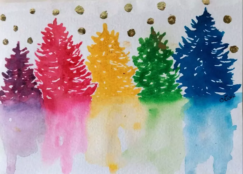 Xmas edition gift card, rainbow forest