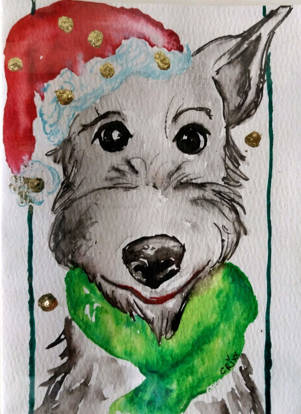 Xmas edition gift card, Santa dog 2