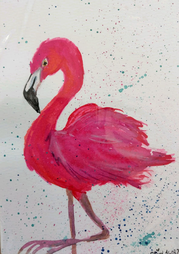 Flamingo watercolor gift card