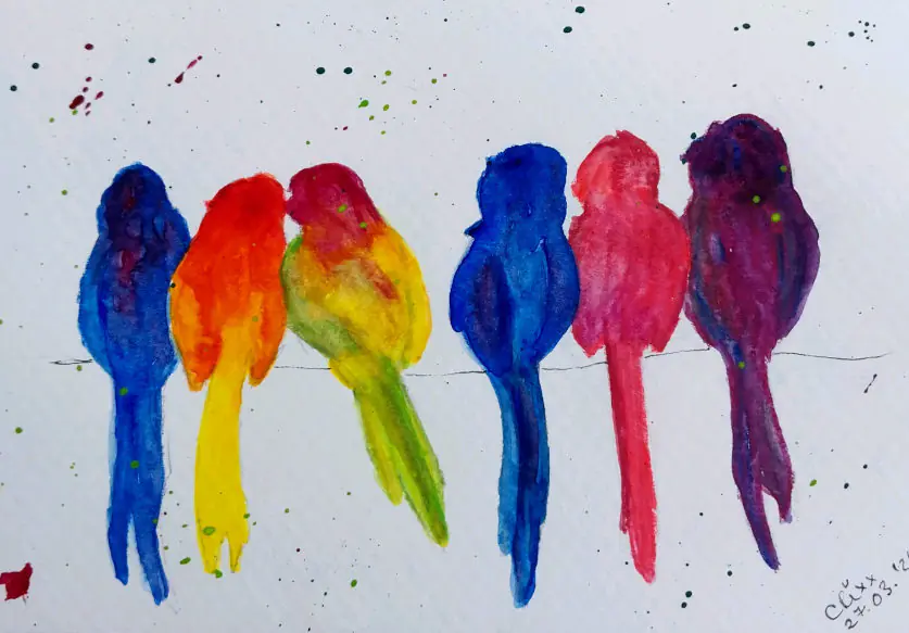 Spring birds watercolor gift card